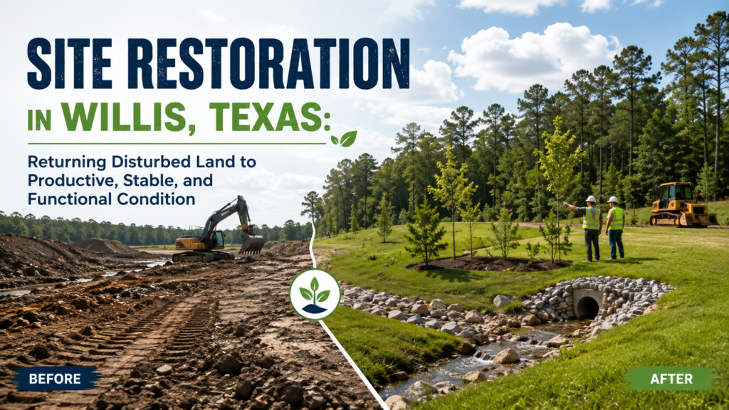 Site Restoration in Willis, Texas: Returning Disturbed Land to Productive, Stable, and Functional Condition